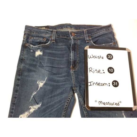 Hollister Classic Taper Distressed Men's Jeans Sz 33x32 (33x31) - Picture 4 of 5